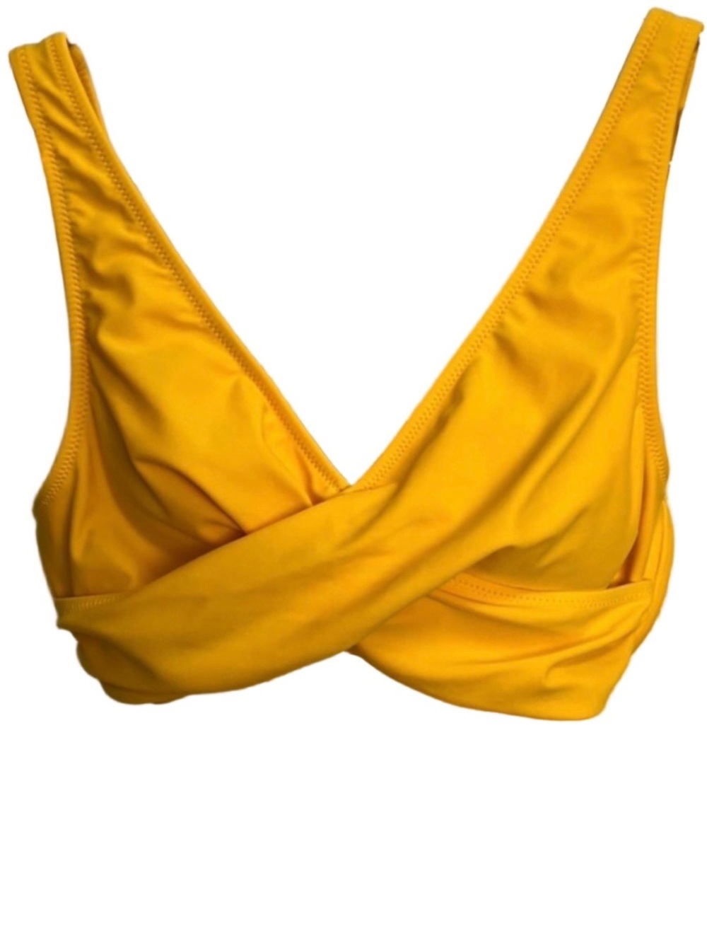 Cupshe Yellow bikini top with cross front and tie back
